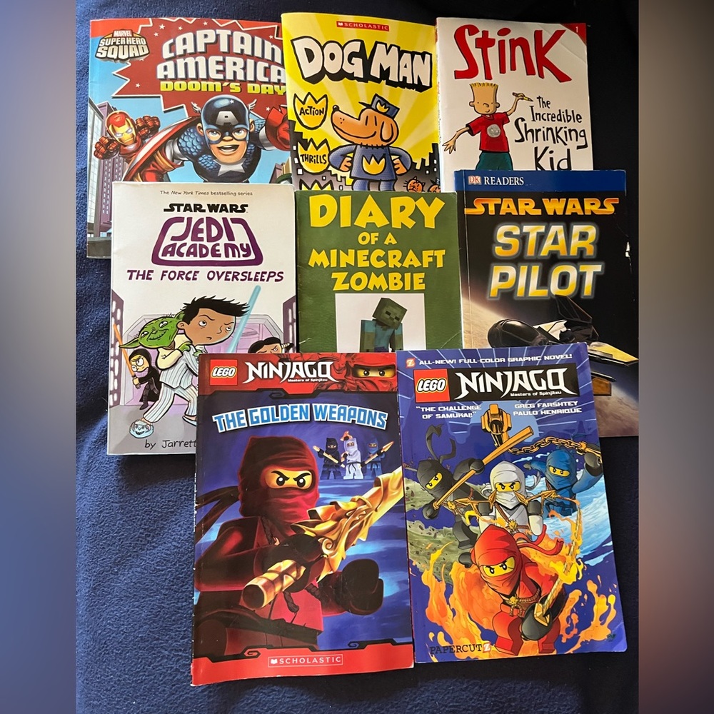 Chapter Books & Graphic Novels: Star Wars, Dogman, Ninjago, Jedi Academy, etc